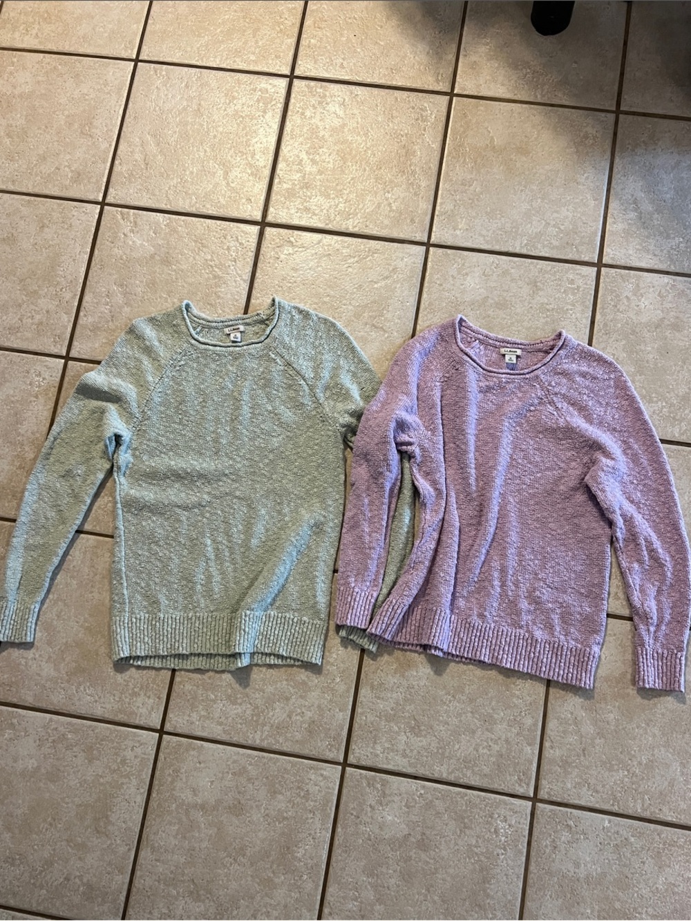 L.L. Bean Women's Crewneck Sweaters in Mint Green and Lavender